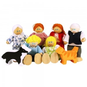 Houten buigpoppetjes familie