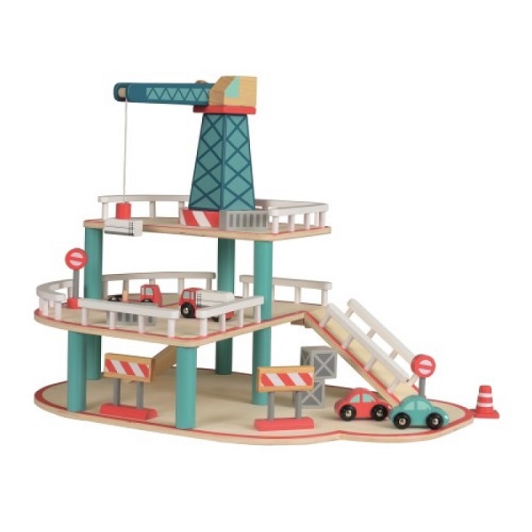 spade Welke compromis Houten garage met hijskraan Egmont Toys