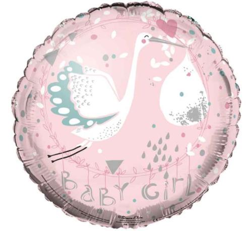 Folieballon geboorte Ooievaar Baby Girl