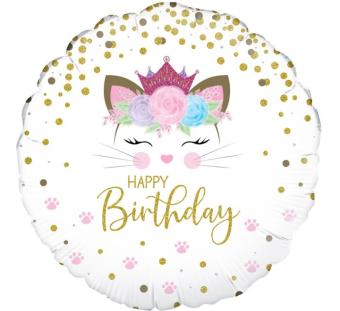 Folieballon verjaardag Floral Kitten