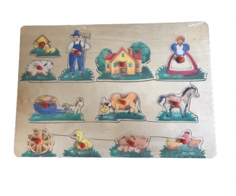 Retro Houten Puzzel Boerderij