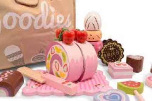 Houten Snoepgoed en Cake in Tas