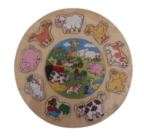 ronde houten puzzel boerderijdieren